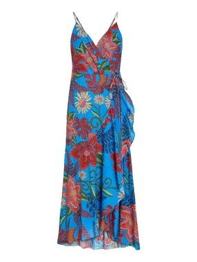 FARM Rio Flower Dream Blue Sleeveless Midi Dress